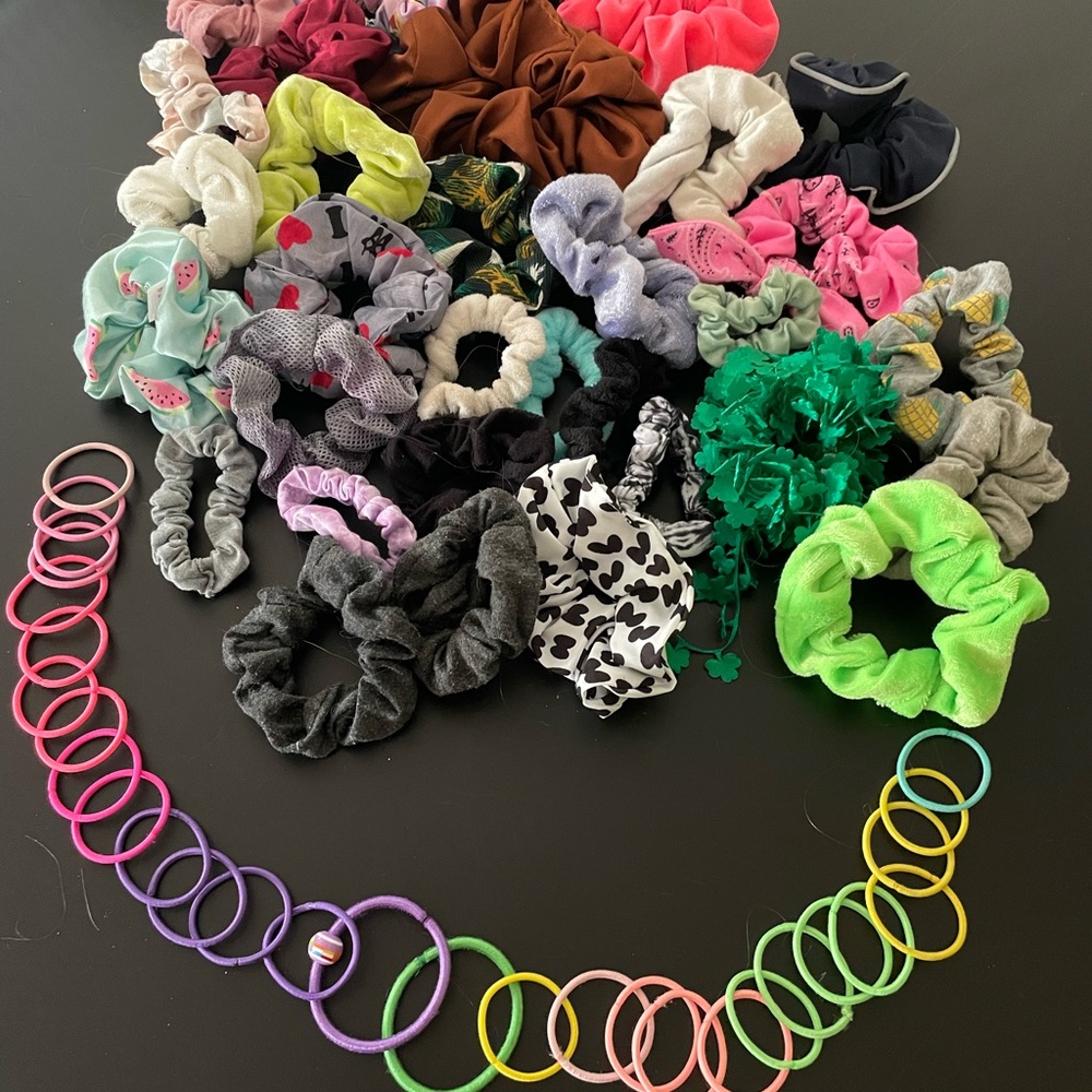 Colorful Hair Scrunchies and Bands Set